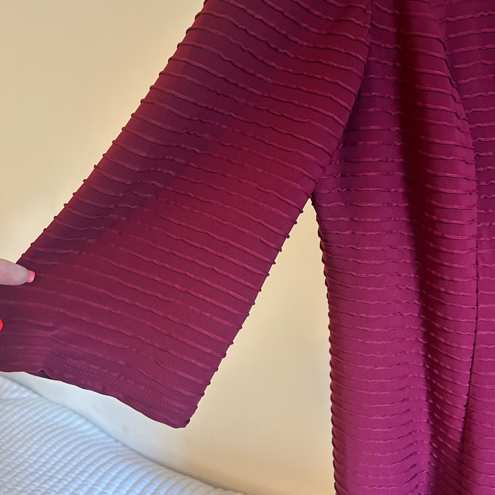 Julian Taylor Burgundy Long Sleeve Dress - Picture 2 of 7